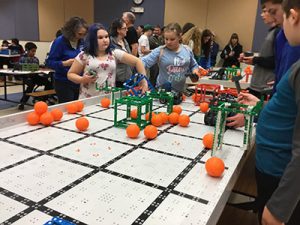 Students compete in the competition using 3 inch diameter balls and 7 inch diameter cubes