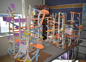 Paper roller coasters in Mr. Belden's class