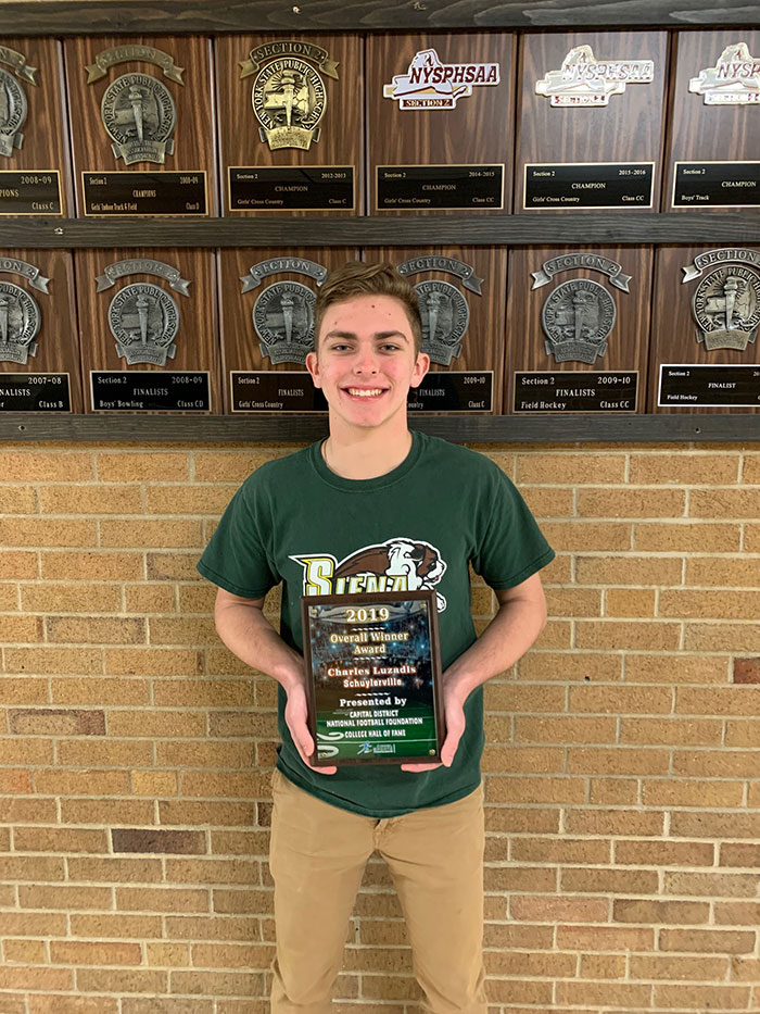 Varsity football player recognized by Capital District Chapter of the