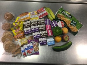 An example of a one week meal kit for remote learning students.