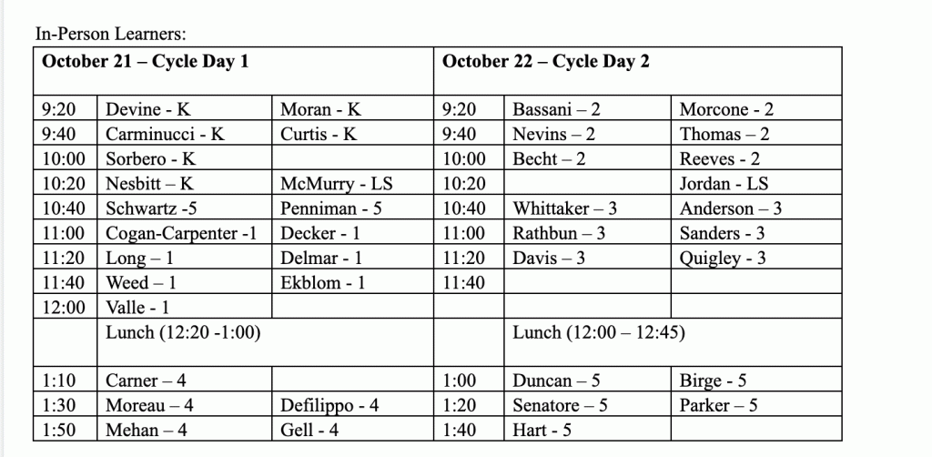 Elementary school picture schedule