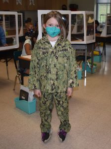 A student dresses in her favorite branch of the military in honor of her mother.