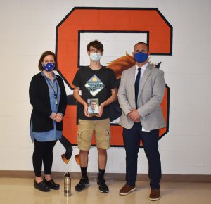 School Counselor Sarah Rust, Cameron Wian & Principal James Ducharme.