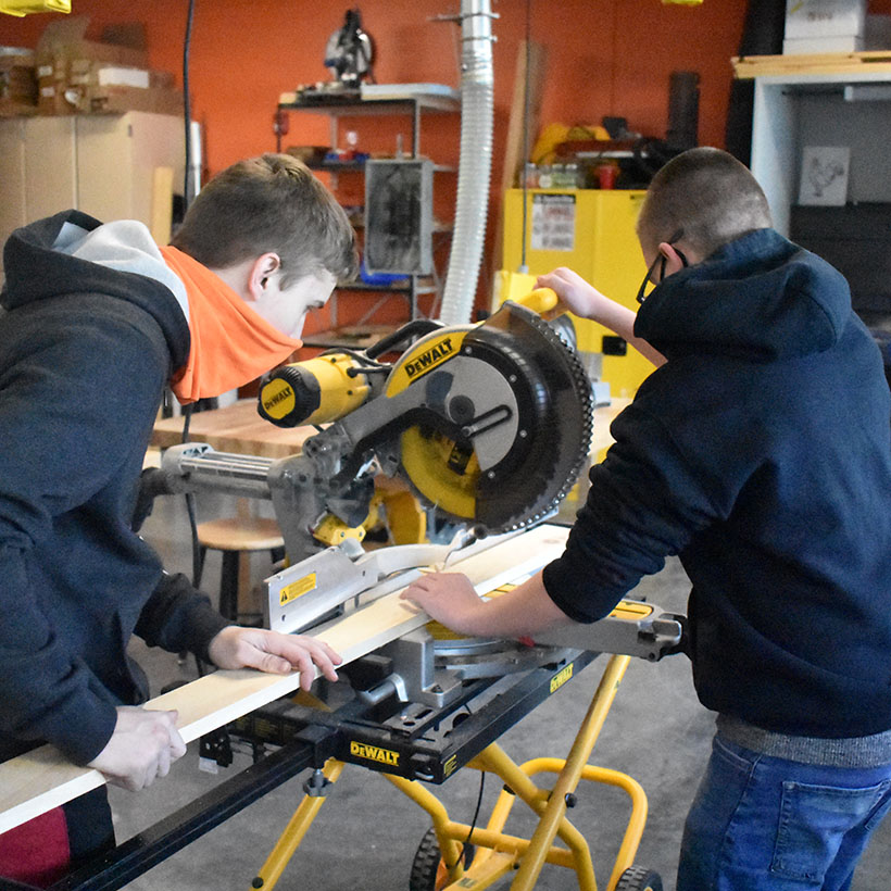 High school students in construction trades