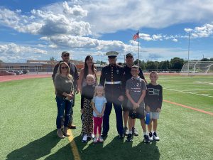 The Decker and Weed families welcome PFC Decker home.