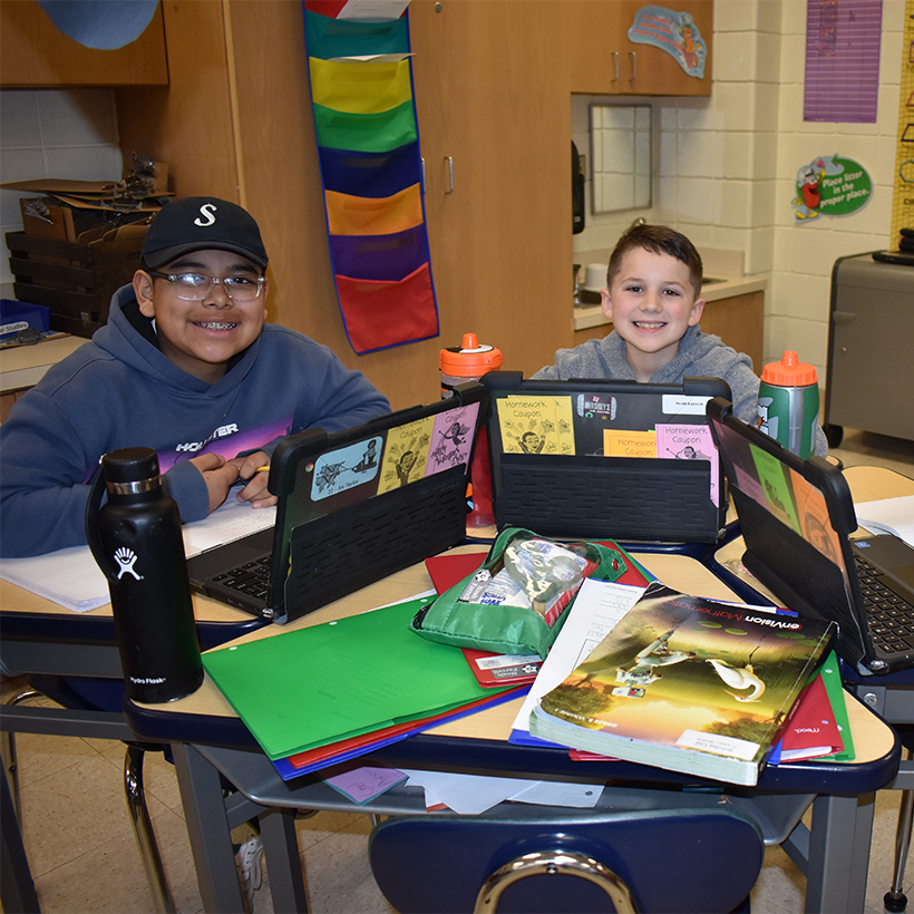 Students on their chromebooks
