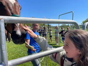 Student spends time with a horse