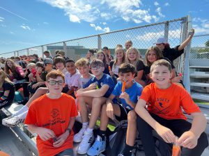 students at the middle school relay race