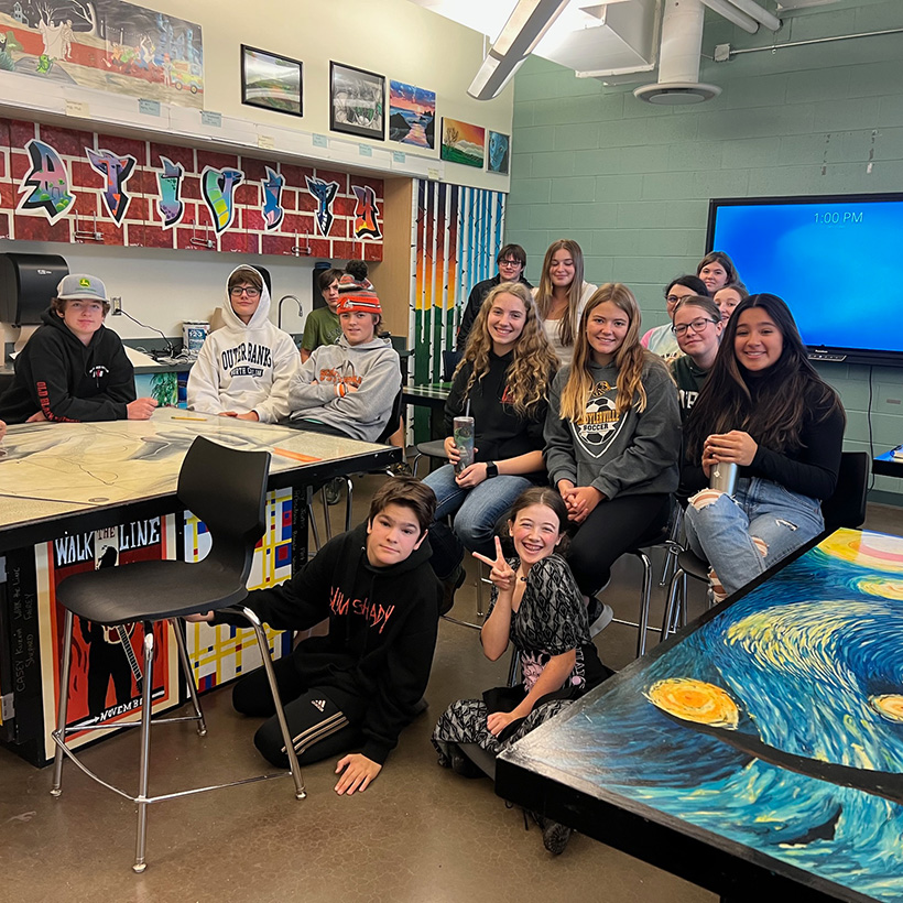 High school art students