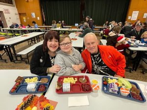 Families enjoy the grandparents breakfast.