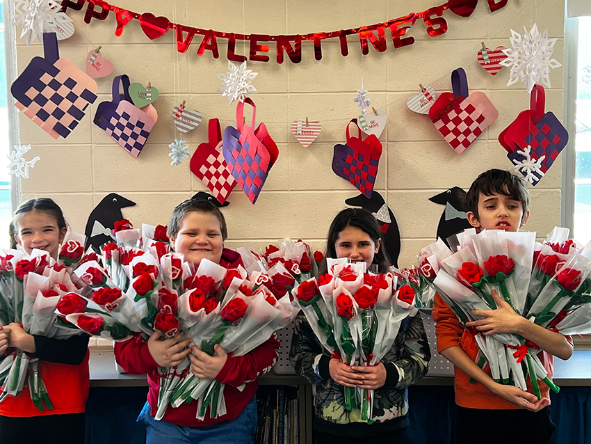 Life Skills students during their Valentine's Day fundraiser