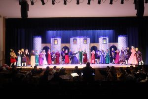 Students rehearse for the Once Upon a Mattress production.