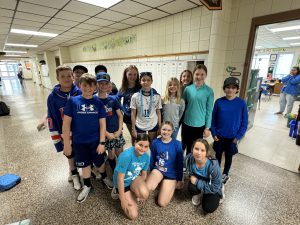 Elementary students wear blue during autism awareness week