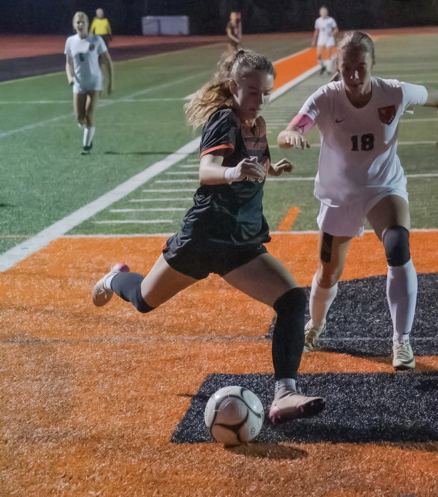 Alex Hill playing varsity soccer during the 2025 season.