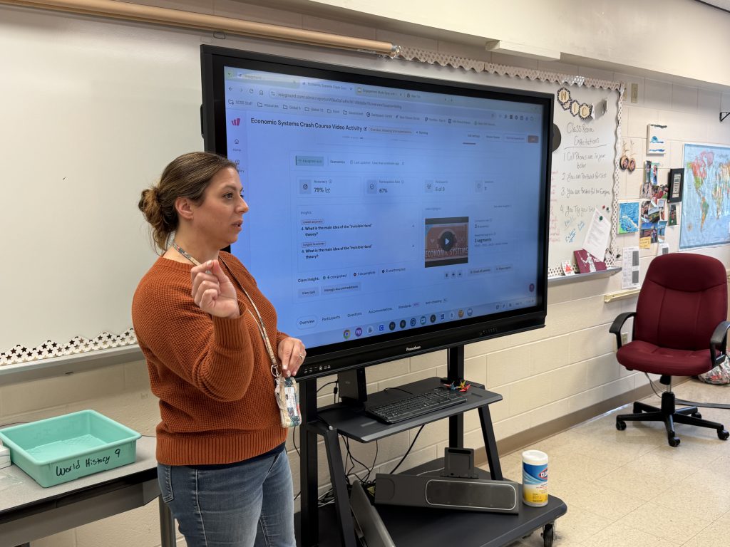 Lauren Huber presents to teachers during the March 13 supt. conference day