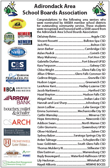 List of students who won the Adirondack Area School Boards award
