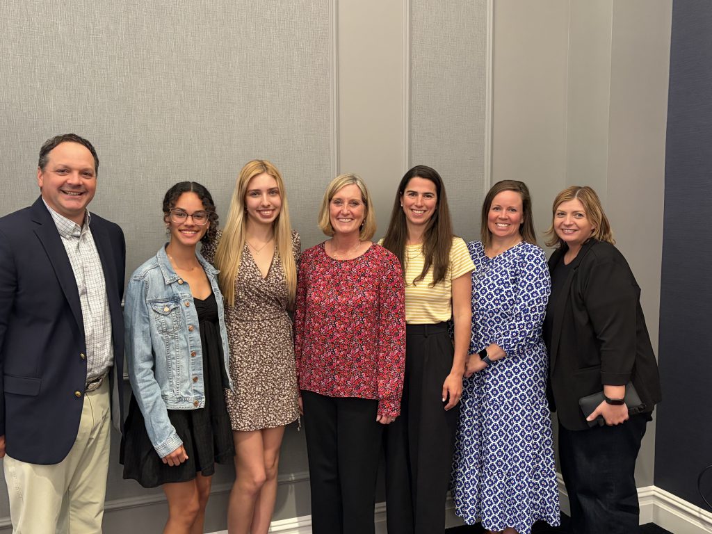 Arden Talmage and Nayeli Alikonis with Supt. Sherman, Board members, and school counselor Sarah Rust.