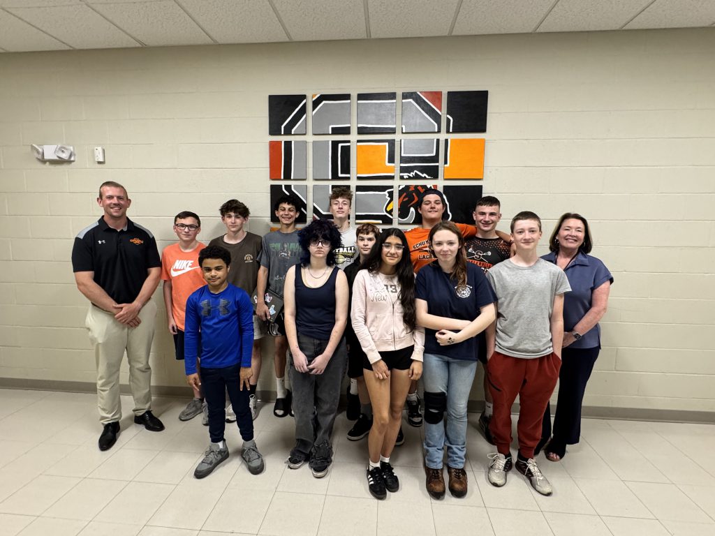 Nick Richard and Schuylerville Middle School students